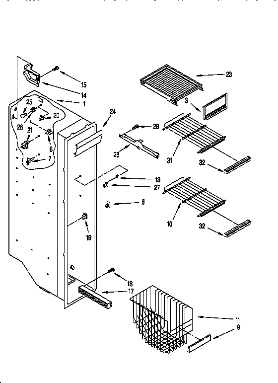 Whirlpool ED25PWXBN00 freezer liner diagram