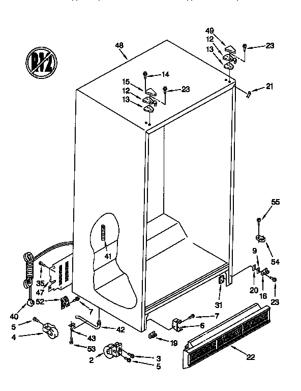 Whirlpool ED25DQXBB01 cabinet diagram