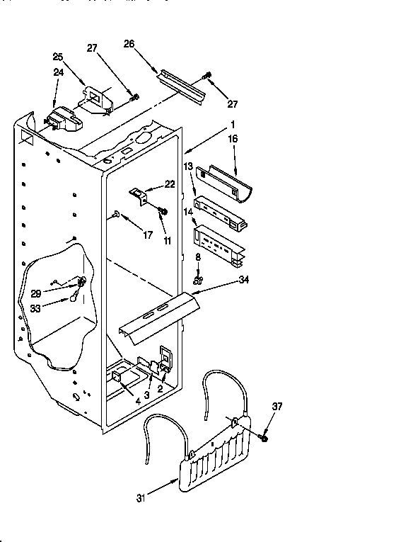 Whirlpool ED25DQXBB01 refrigerator liner diagram
