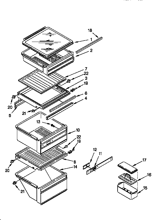 Whirlpool ED25DQXBB01 refrigerator shelf diagram