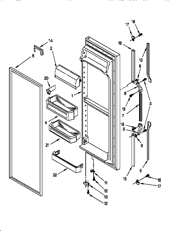 Whirlpool ED25DQXBB01 refrigerator door diagram