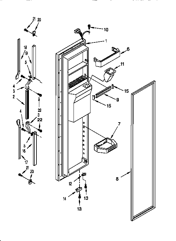 Whirlpool ED25DQXBB01 freezer door diagram