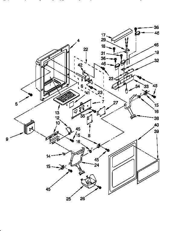 Whirlpool ED25DQXBB01 dispenser front diagram
