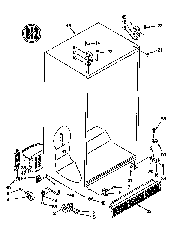 Whirlpool ED25PWXBW01 cabinet diagram