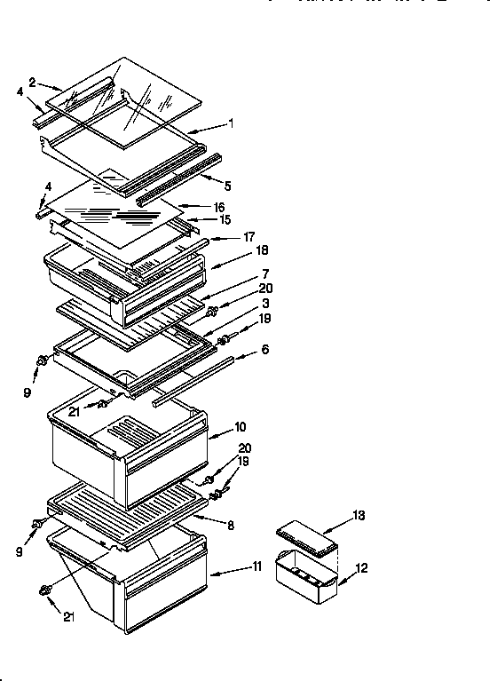 Whirlpool ED25PWXBW01 refrigerator shelf diagram