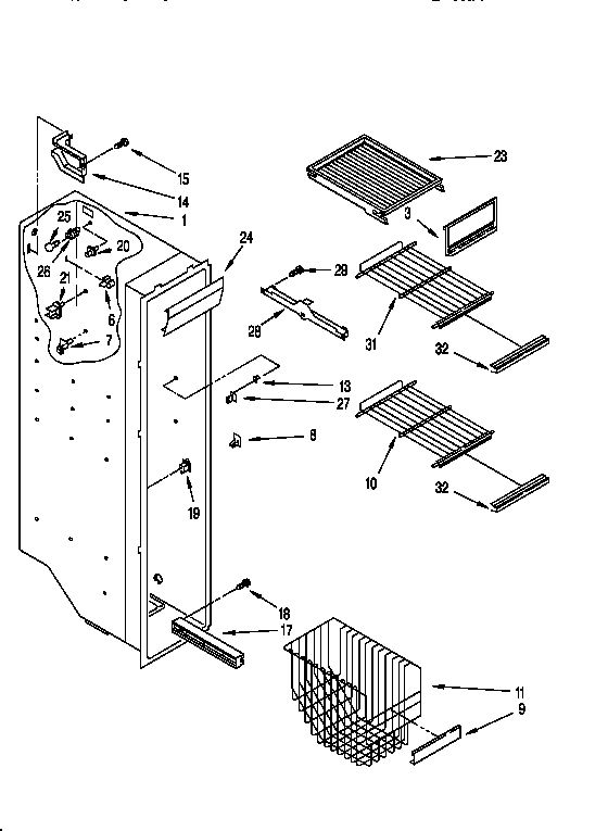 Whirlpool ED25PWXBW01 freezer liner diagram