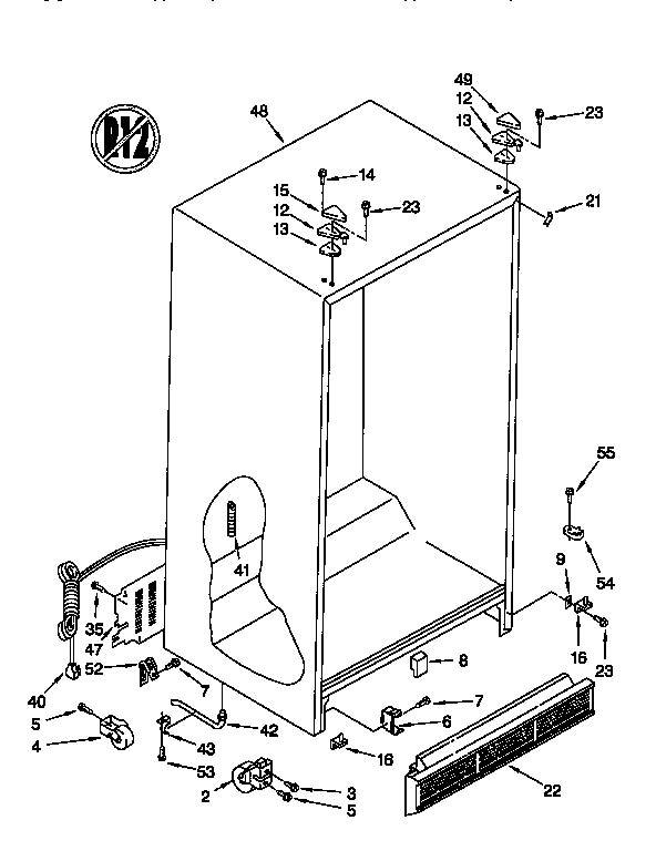 Whirlpool ED25PWXDW00 cabinet diagram