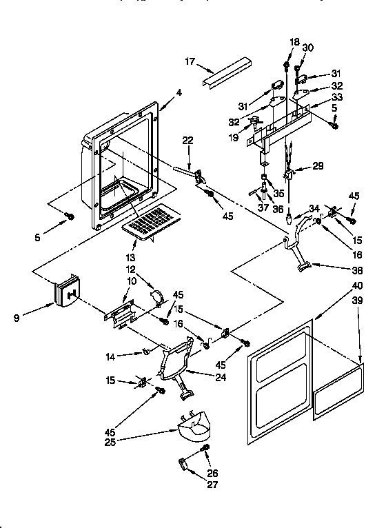 Whirlpool ED25PWXDW00 dispenser front diagram