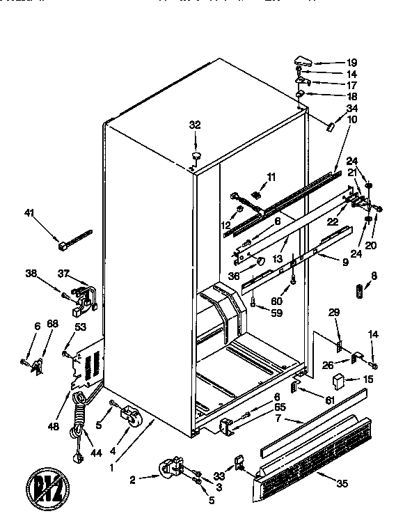 Whirlpool ET22DQRDN00 cabinet diagram