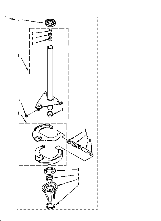 Whirlpool LBR5133AG1 brake and drive tube diagram