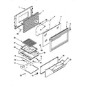 Whirlpool SF305BEWW0 oven door and broiler diagram