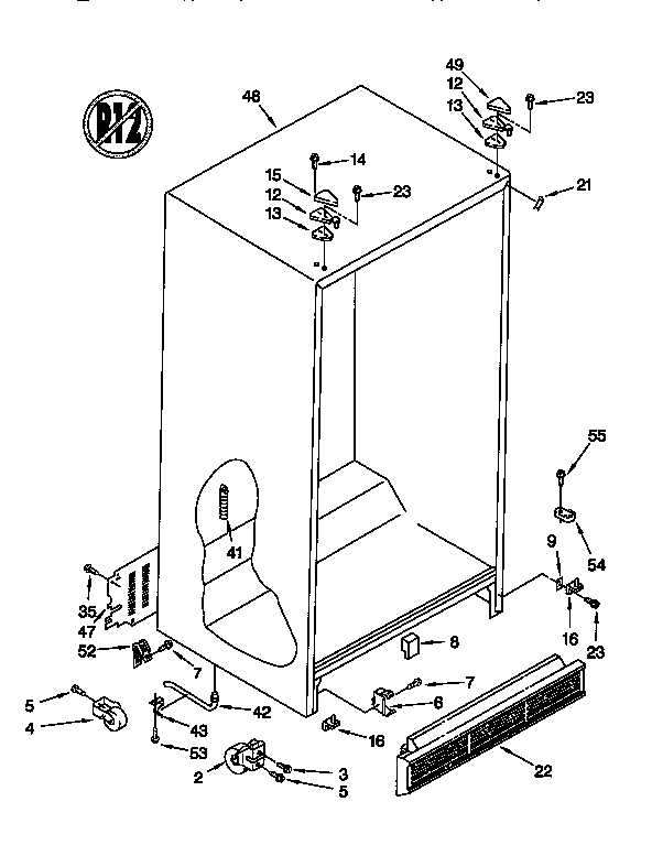 Whirlpool ED25PQXDW00 cabinet diagram