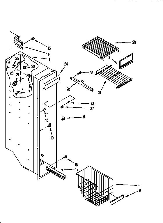 Whirlpool ED25PQXDW00 freezer liner diagram