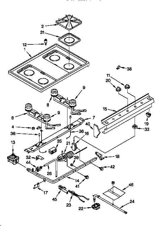 Whirlpool SF330PEWQ1 cooktop and manifold diagram