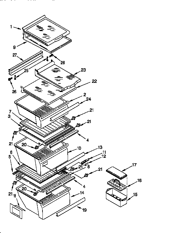 Whirlpool ED22DLXDN00 refrigerator shelf diagram