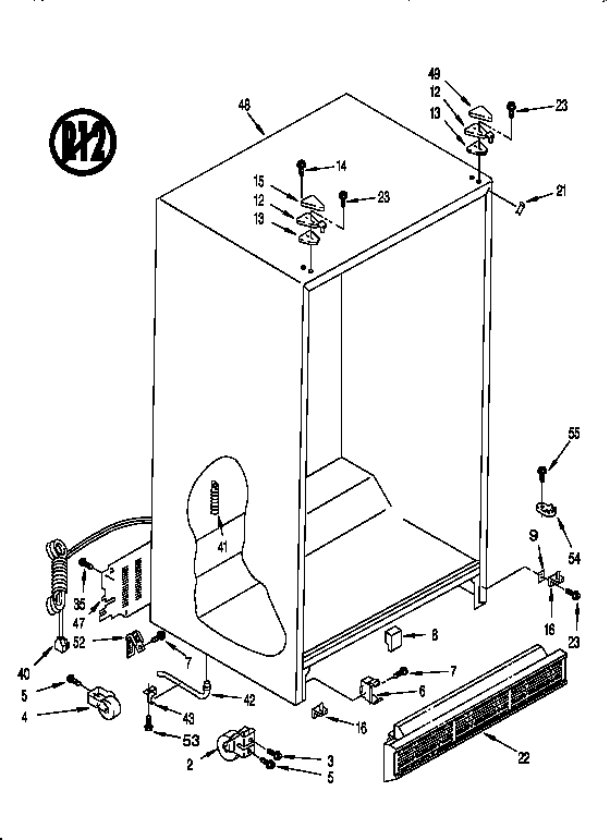 Whirlpool 8ED27DQXDN00 cabinet diagram