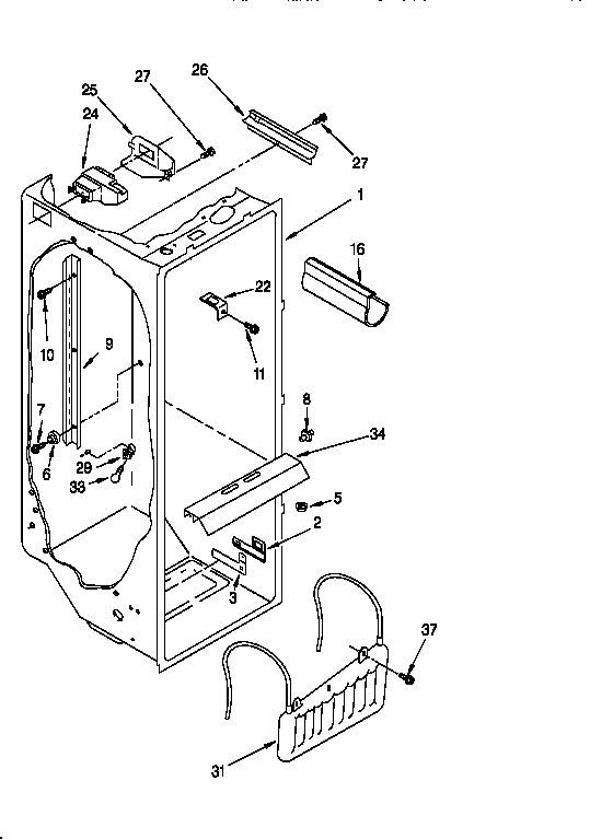 Whirlpool 8ED27DQXDN00 refrigerator liner diagram