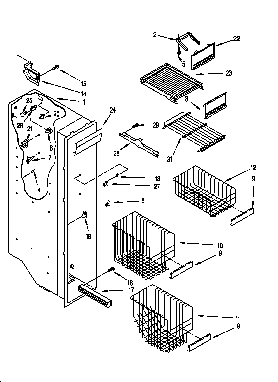 Whirlpool 8ED27DQXDN00 freezer liner diagram