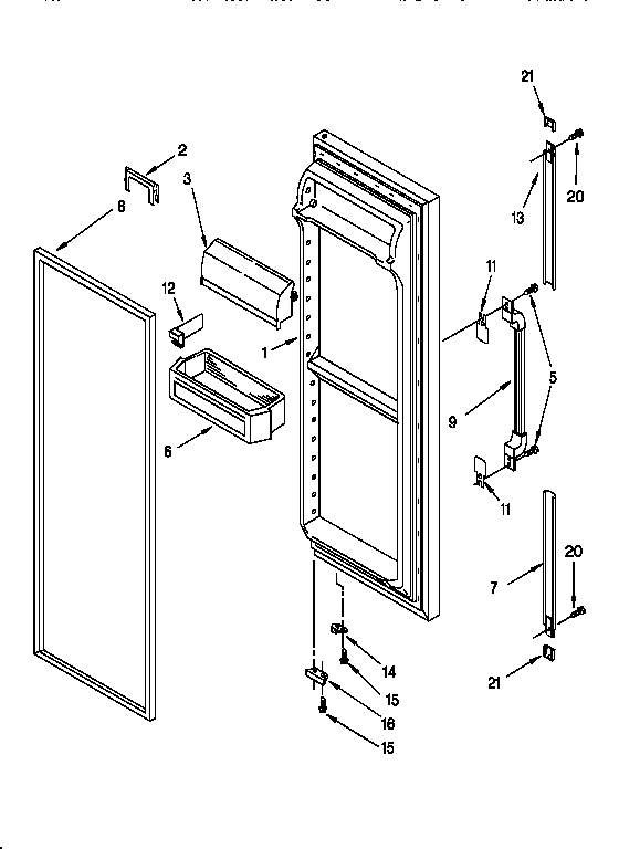 Whirlpool 8ED27DQXDN00 refrigerator door diagram