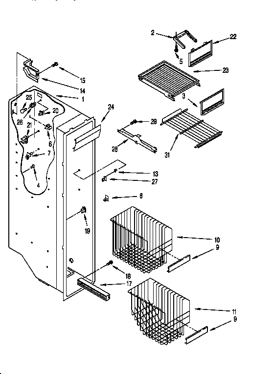 Whirlpool ED25DSXDN01 freezer liner diagram