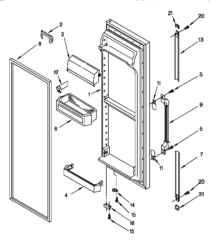 Whirlpool ED22DSXDN00 refrigerator door diagram
