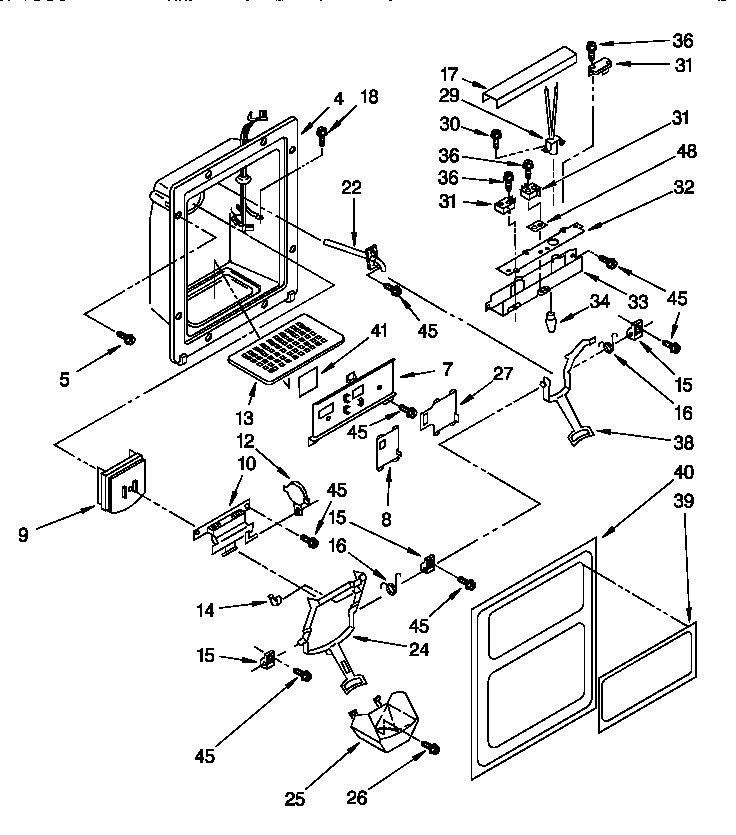 Whirlpool ED22DSXDN00 dispenser front diagram