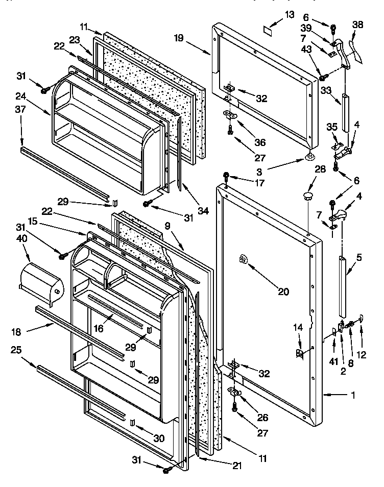 Whirlpool 3ET14GKXBW01 door diagram