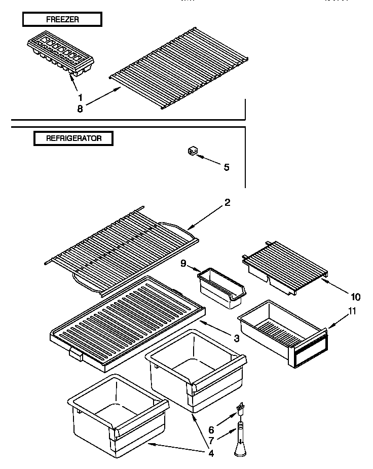 Whirlpool 3ET14GKXBW01 shelf diagram