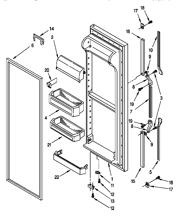 Whirlpool ED22PSXDW01 refrigerator door diagram