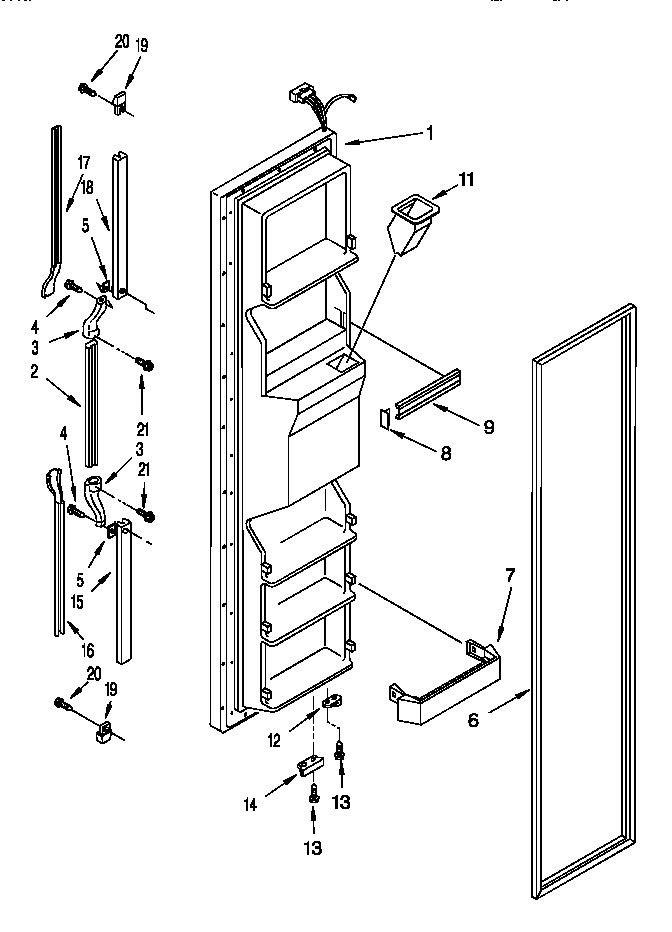 Whirlpool ED22PSXDW01 freezer door diagram