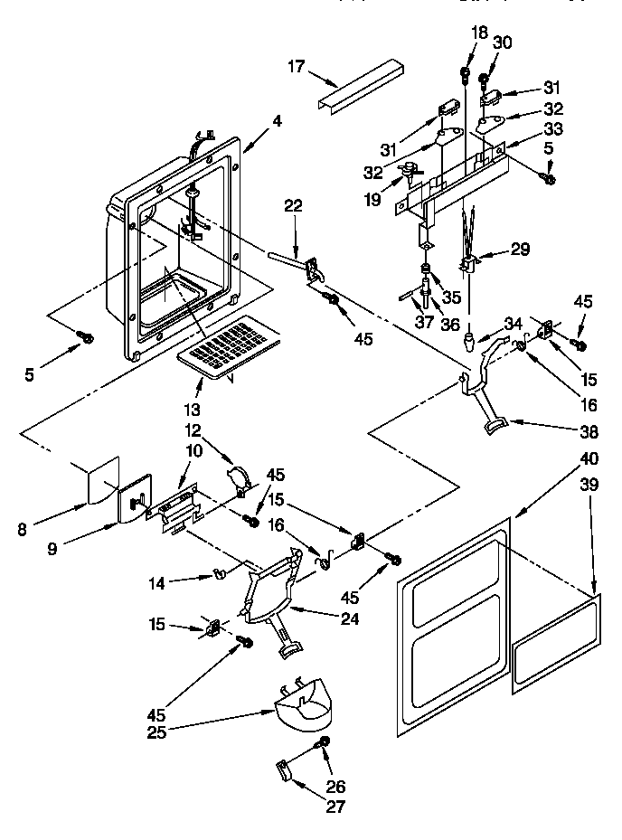 Whirlpool ED22PSXDW01 dispenser front diagram