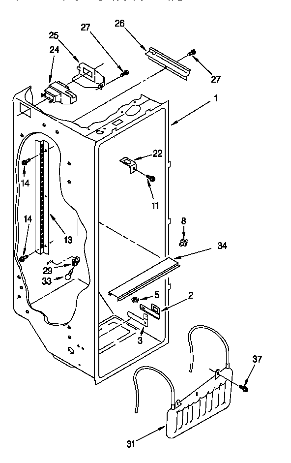 Whirlpool ED25TWXDW01 refrigerator liner diagram
