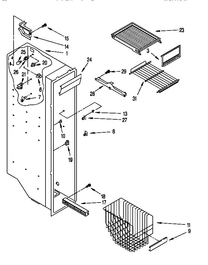 Whirlpool ED25TWXDW01 freezer liner diagram