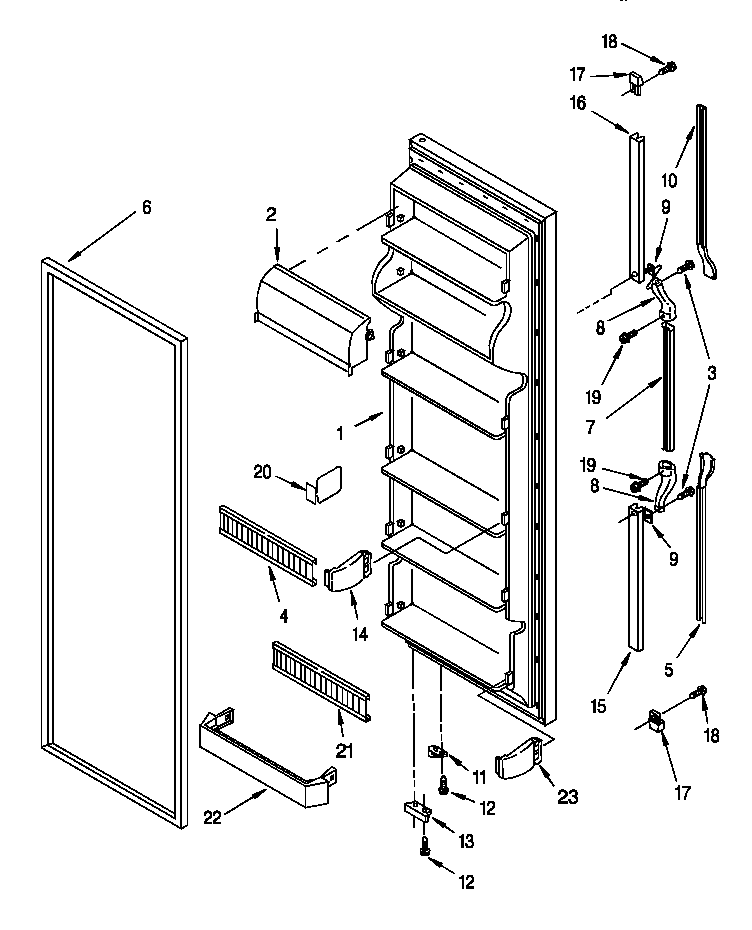 Whirlpool ED25TWXDW01 refrigerator door diagram
