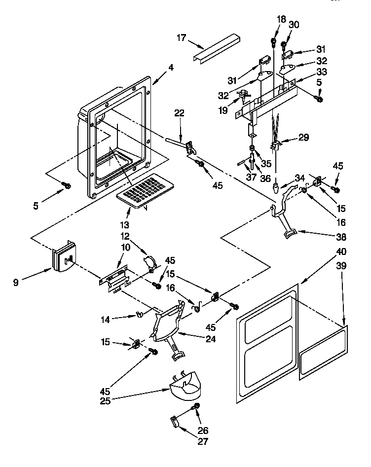 Whirlpool ED25TWXDW01 dispenser front diagram