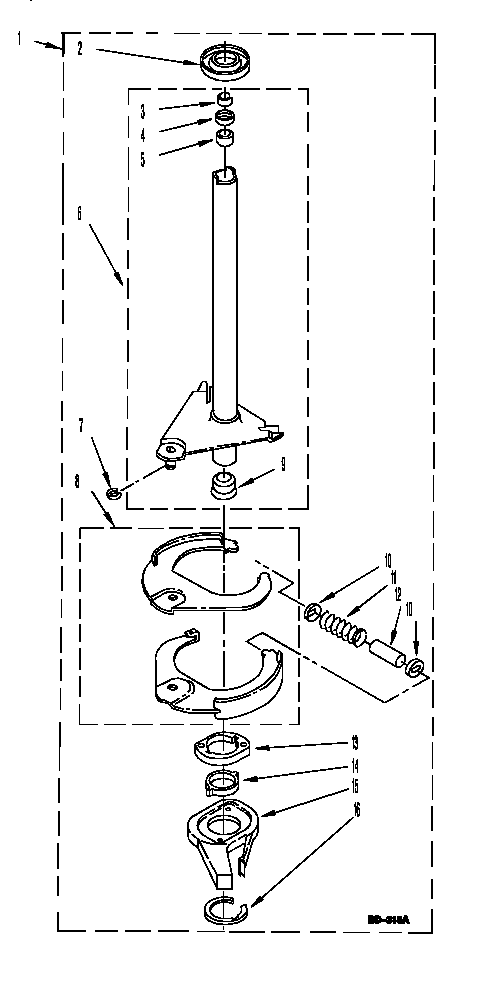 Whirlpool LSL9355DQ0 brake and drive tube diagram