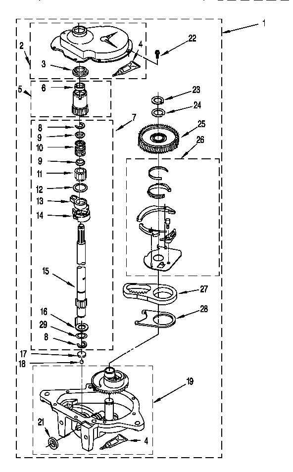 Whirlpool LSL9355DQ0 gearcase diagram