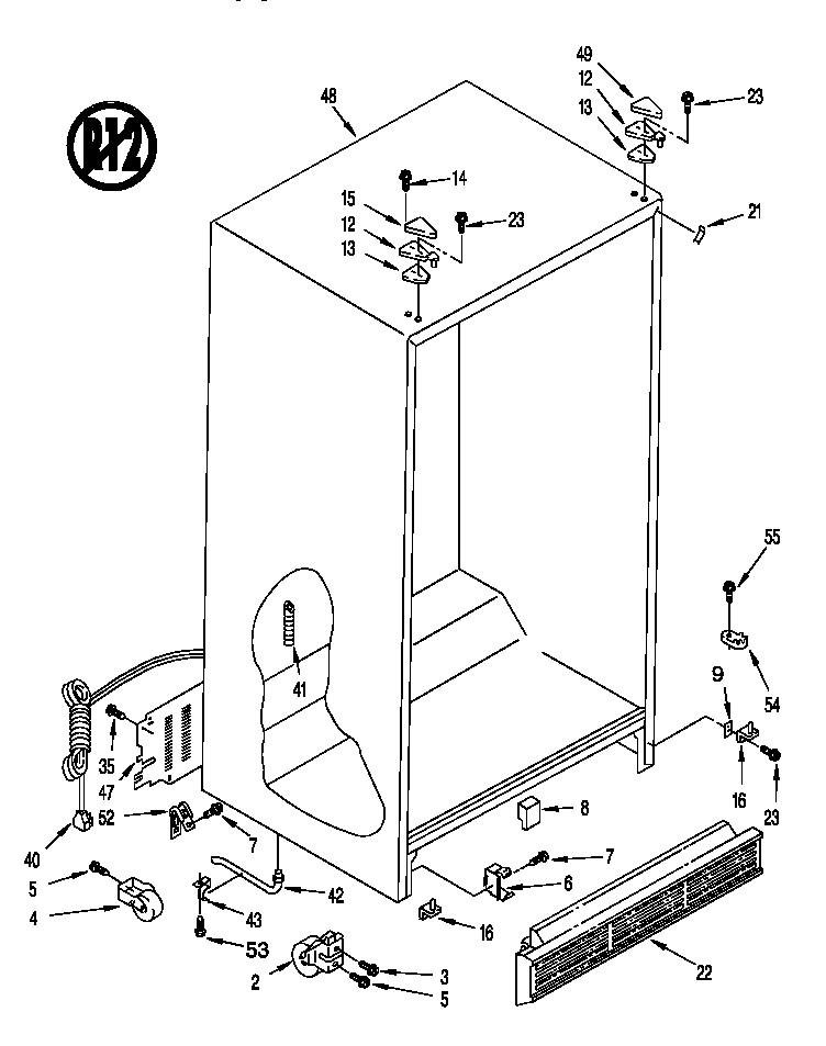 Whirlpool 8ED25DQXDW00 cabinet diagram