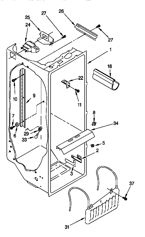 Whirlpool 8ED25DQXDW00 refrigerator liner diagram