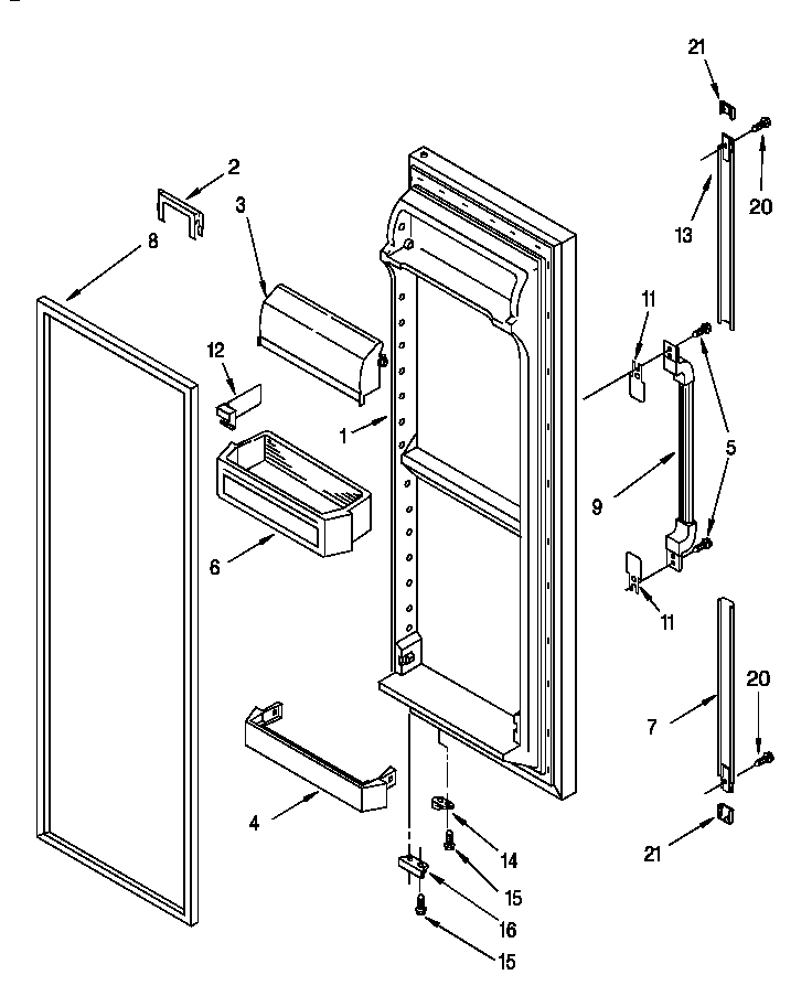 Whirlpool 8ED25DQXDW00 refrigerator door diagram