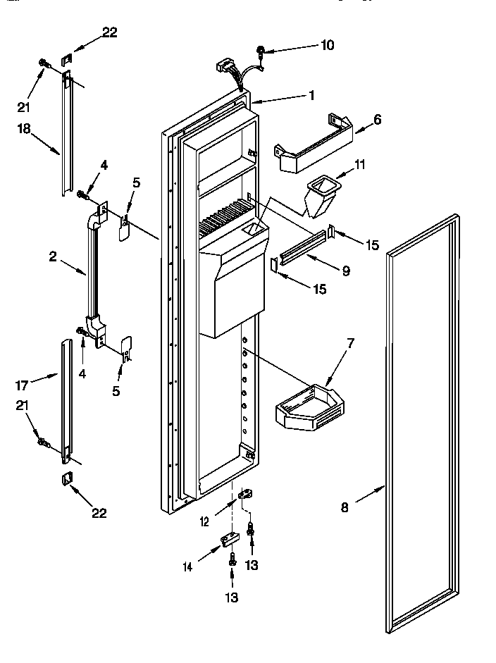 Whirlpool 8ED25DQXDW00 freezer door diagram