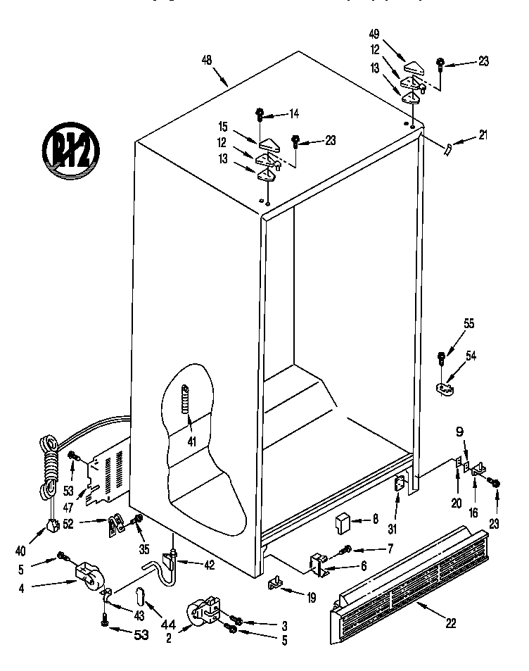 Whirlpool 8ED22DQXDW00 cabinet diagram