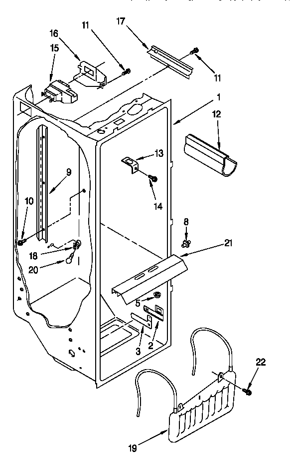 Whirlpool 8ED22DQXDW00 refrigerator liner diagram
