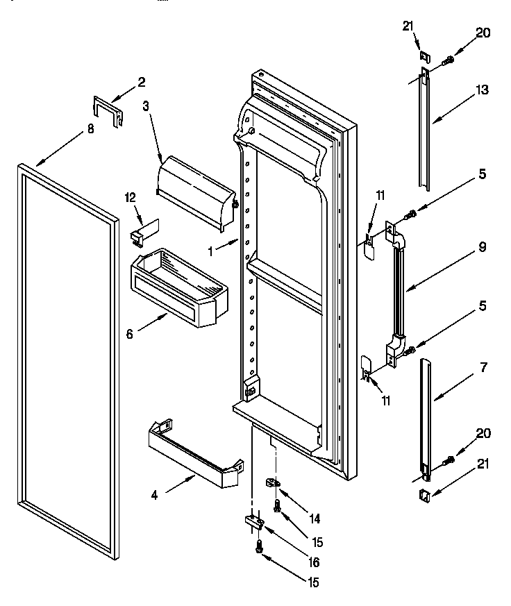 Whirlpool 8ED22DQXDW00 refrigerator door diagram