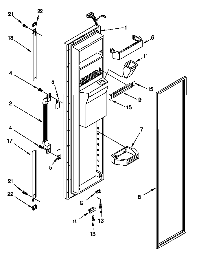 Whirlpool 8ED22DQXDW00 freezer door diagram
