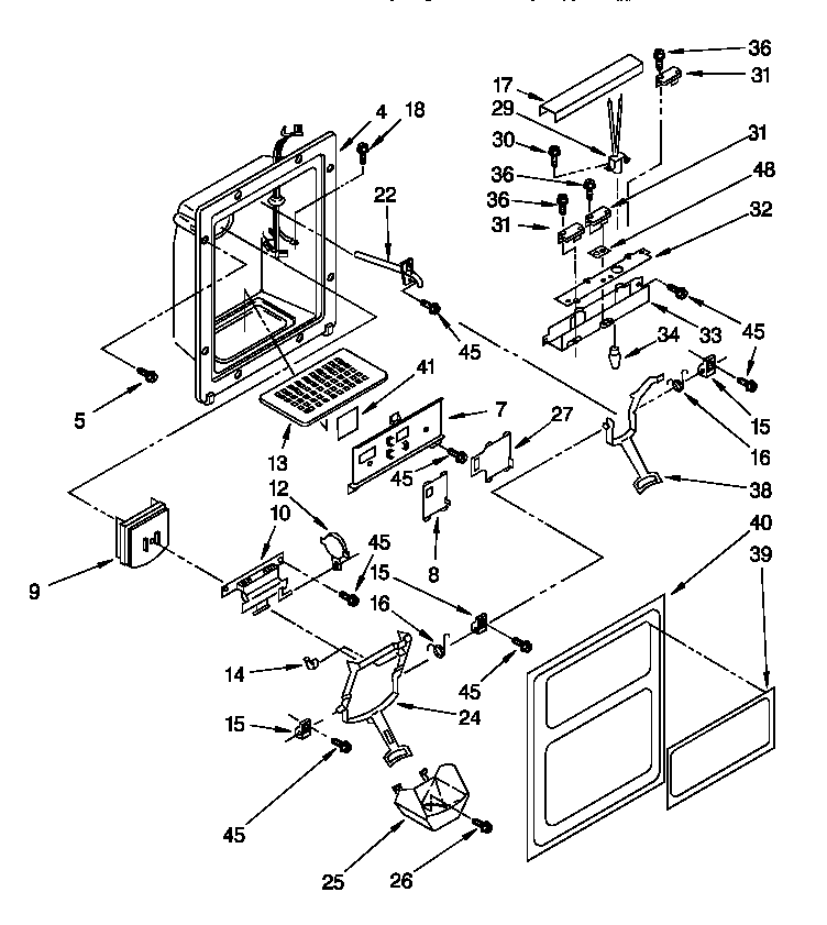 Whirlpool 8ED22DQXDW00 dispenser front diagram