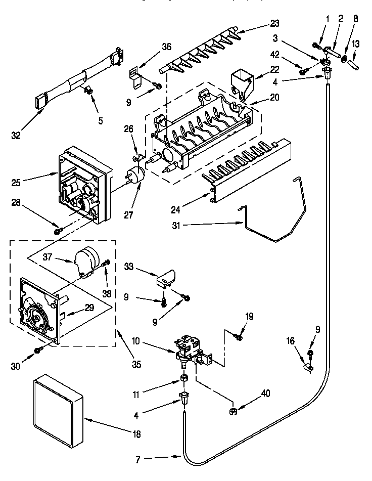 Whirlpool 8ED22DQXDW00 icemaker diagram