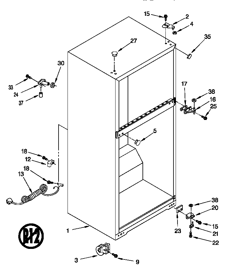 Whirlpool ET14HJXDW01 cabinet diagram