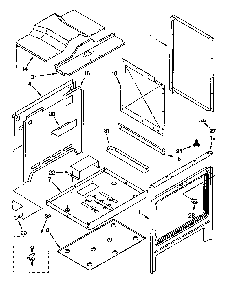 Whirlpool SF376PEWW1 external oven diagram