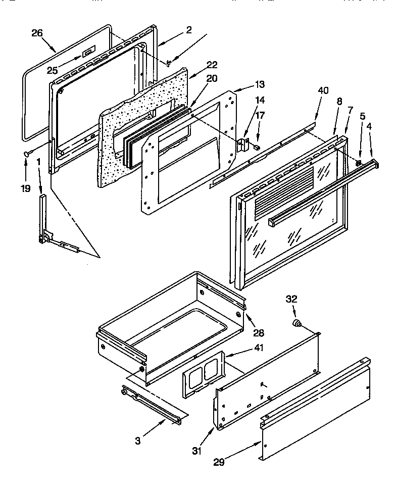 Whirlpool SF376PEWW1 oven door and drawer diagram